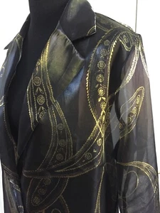 Blusa Chaqueta Villager A liz Claibourne Company Negra Acento Dorado Transparente M Nueva Sin Etiquetas - Imagen 1 de 8
