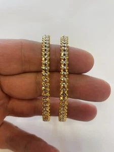 22k Solid Yellow & White Gold Unique Bangle Bracelets ~ 35.3gr - Picture 1 of 3