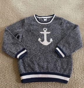 Janie And Jack Sweater Navy Blue & White Anchor Boys Size 4 - Picture 1 of 5