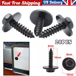 20 Pcs Black Self-tapping Screws with Captive Loose Washers 8mm Hex Head UK - Picture 1 of 8