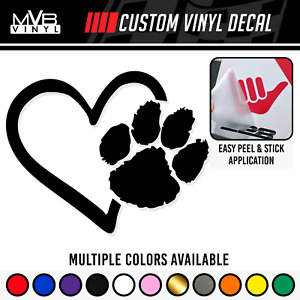 Dog Paw Vinyl Decal Sticker | Heart Love Fuzzy Cute Window Pet 645
