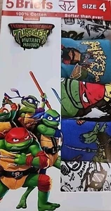 Teenage Mutant Ninja Turtle Boys 5 Pk Cotton Briefs Size 4 NWT - Picture 1 of 2