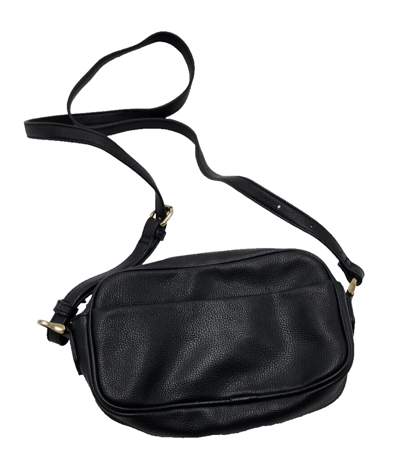 A New Day Adjustable Strap Black Faux Leather Crossbody Bag - Image 1 of 4