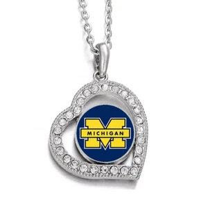Michigan Wolverines Womens Sterling Silver Link Chain Necklace And Pendant D19 - Picture 1 of 5