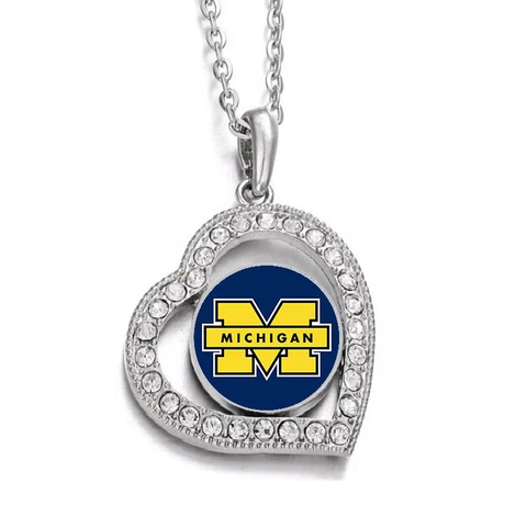 Michigan Wolverines Womens Sterling Silver Link Chain Necklace And Pendant D19 Cover