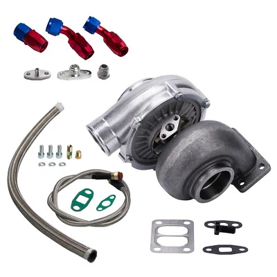 Universal T70 Turbo .70 A/R T3 Flange + Oil Drain Return + Oil Feed Line Kit - Image 1 of 4