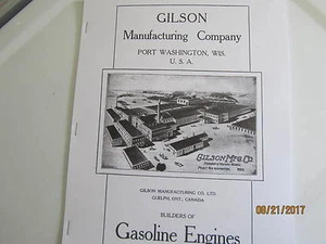 Gilson Manufacturing Co Gas Engine Information Type Catalog Manual - Picture 1 of 5