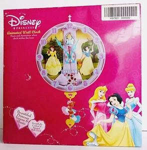 Disney Princesses Animated Wall Clock 2005 Cinderella Belle Snow White RARE - Picture 1 of 9