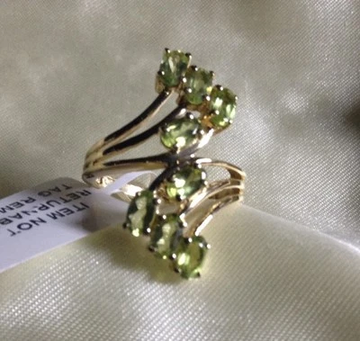 1.9 Ct, Peridot Designer Style Ring, 14K Gold Overlay Sterling Silver, Size M - Image 1 of 4