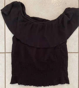 White Fawn Girls Stretchy Off the Shoulders Tank Top Shirt BLACK Large - Picture 1 of 3