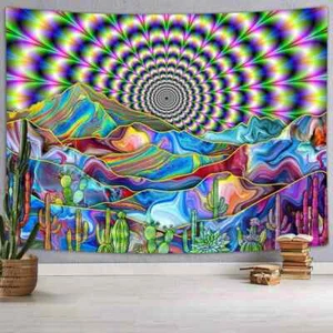 Modern Wall Art Extra Large Tapestry Wall Hanging Fabric Poster Abstract Trippy - Picture 1 of 6