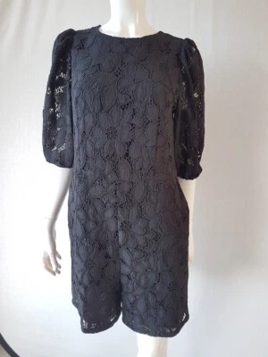 HALLHUBER Overall playsuit schwarz Spitze Langarm Gr.38=UK10*NEU - Bild 1 von 4