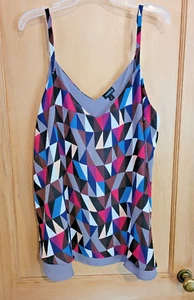 Torrid Adjustable Spaghetti Strap Tank Multicolor Geo Lined Flowy Plus 2x Gray - Picture 1 of 8
