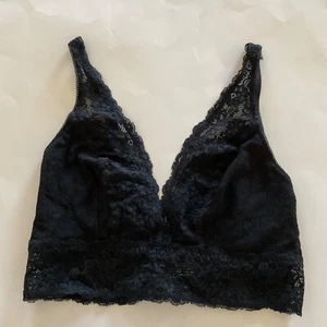 NWT SOMA Bralette Lace Plunge Black No Wire Lace Softcup Bra Sz L - Afbeelding 1 van 8