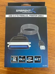 Sabrent USB 2.0 To Parallel 6 ft. Printer Cable Windows PC Mac OS X Compatible - Picture 1 of 2