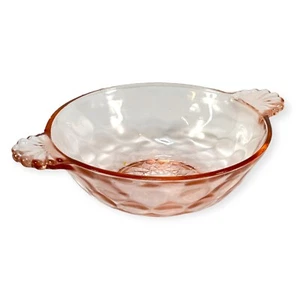 Vintage Pink Depression Glass Candy trinket Dish scalloped handles thumbprint - Picture 1 of 4