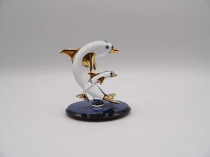 Glass Baron Dalphin and Baby Crystal and Gold Trim - Picture 1 of 6