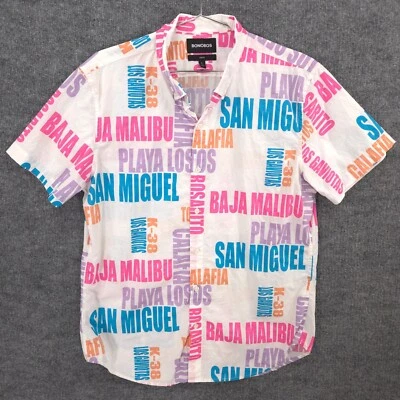 Bonobos Shirt Mens L Mexico Desinations Riviera Spellout Slim Fit Short Sleeve - Image 1 of 4