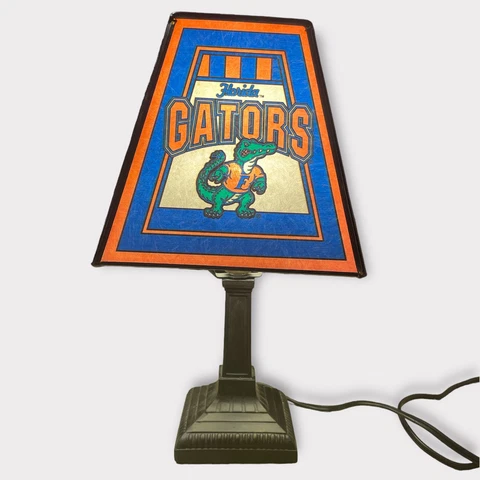The Memory Company Florida Gators Art Glass Table Lamp Stained Glass Shade 14.5” Cover