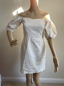 New Look Tall Denim T Puff Dress Cream 8 BNWT Freepost - Picture 1 of 12