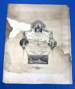 1879 Lord's Prayer D.T. Kendrick Lithograph 16.75" x 13.75" Jesus Walks on Water - Picture 1 of 13
