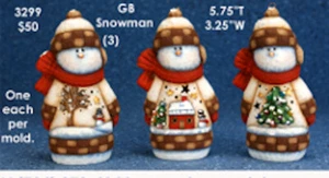 3 Snowman Ready to Paint, Unpainted, You Paint Ceramic Bisque  - Picture 1 of 1