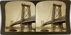 White, Stro, USA, New York, new Willamsburg bridge Vintage stereo card,  Tir