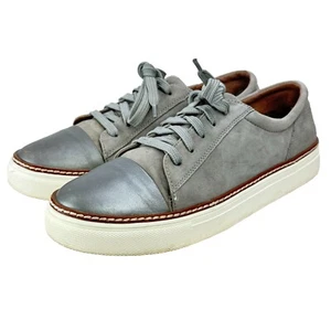 Caslon Camden Sneakers Sz 9.5 Gray Suede Silver Leather Cap Toe Shoes Womens - Picture 1 of 11