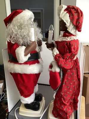 "Raro 1996 Telco animado Mr & Mrs Black Santa Claus 24""" Foto 1 de 4