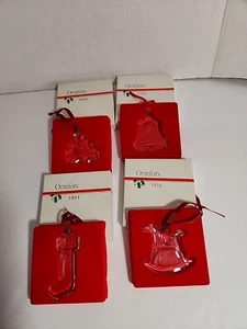 Lot Of 4 Vintage Orrefors Crystal Christmas Ornaments Holy, Stocking,Bell, Horse - Picture 1 of 9