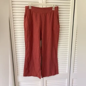 ABOUND Womens Rust Linen Rayon  Red Wide-Leg Crop Pants Size Large - Picture 1 of 6