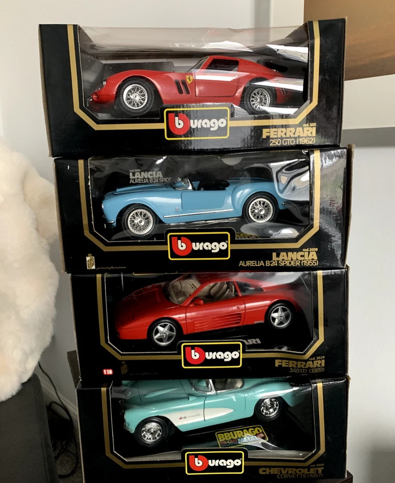 LOTE DE TRABAJO 4 BBurago 1/18 Ferrari 250 GTO 1962 - 348TB - 1955 LANCIA - CORBETA 57 Foto 1 de 4