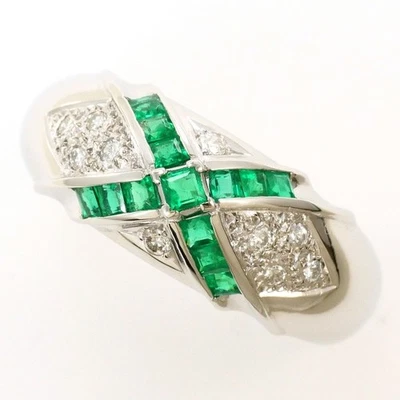 Anillo Platino 900 12.5 Japón Talla Esmeralda 0.33 Diamante Envío Gratis Usado Foto 1 de 4