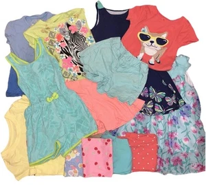 Girls Clothing Lot Bundle Teal Coral Swimsuit Tshirt Shorts Summer 4T Capsule - Picture 1 of 11
