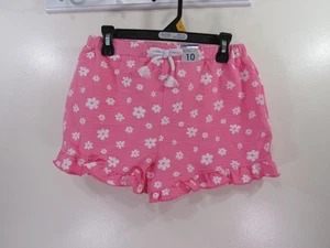 New 365 Kids Seersucker Shorts Size 10 Pink White Flowers Elastic Waist - Picture 1 of 5
