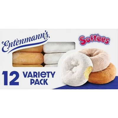 ENTENMANN 'S Entenmann's Soft'ees Variety Pack Donuts, 12 count, Plain Donuts, 18.5 oz Variet
