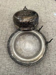 PAIRPOINT 538 Silber Vierfach Teller Kuppel bedeckt Original Kuhgesicht Butterplatte - Bild 1 von 11