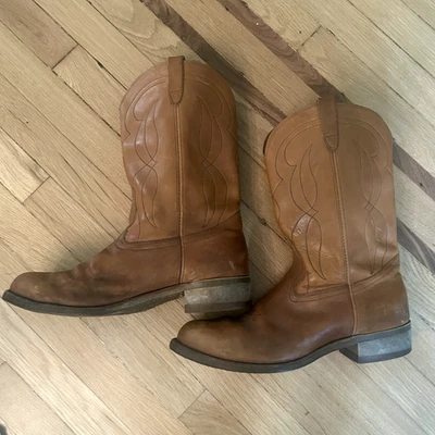 Botas de Vaquero Western Pull On Vintage Golden Retriever Cuero Marrón Talla 12  Foto 1 de 4