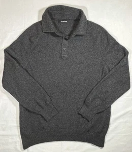 NAADAM Cashmere Sweater Men’s Medium 3 Button Collared Pullover Charcoal Gray - Picture 1 of 5