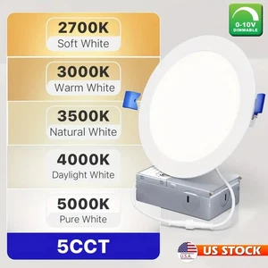 6 in. Slim Round Recessed LED Downlight,1050 Lumens,5 CCT Selectable 2700K-5000K - Picture 1 of 21