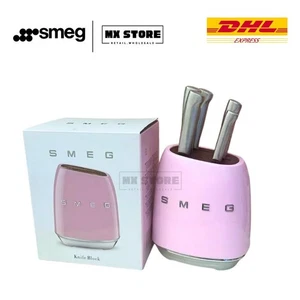 SMEG 7 Pieces knife Block set stainless steel Sharp DHL FAST EXPRESS SHIP PINK - Picture 1 of 11
