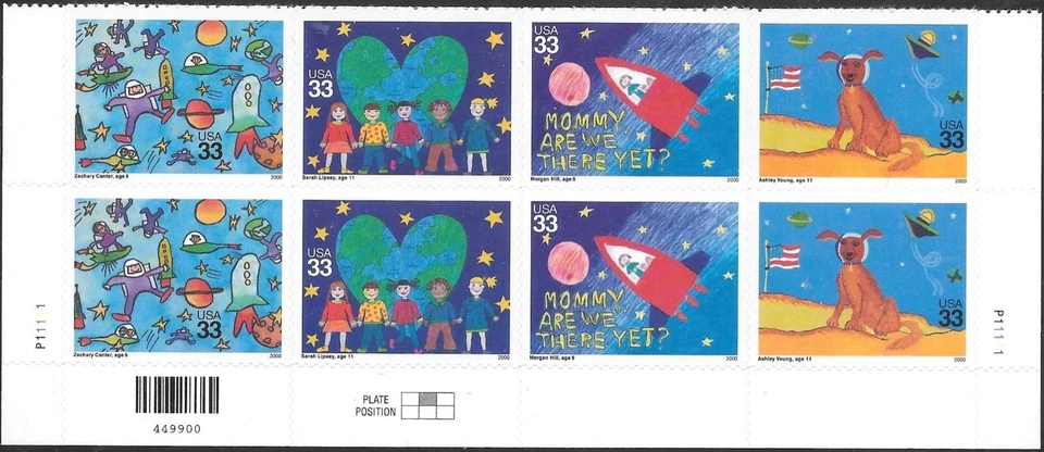 SFSTAMPS US Scott 3414-3417 Stampin' The Future Block of 10 Stamps 33c MNH 2000 - Image 1 of 1