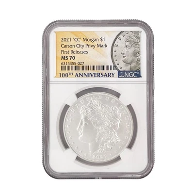 NGC MS70 2021-CC Morgan Dollar $1 Silver Coin - First Releases Privy Mark - Image 1 of 2