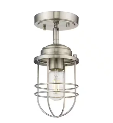 Golden Lighting Seaport 1-Light Pewter Semi-Flush Mount Light 9808-SF PW - Image 1 of 4