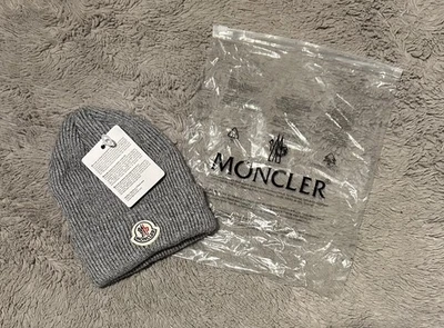 New Moncler Beanie Hat / One Size/ Unisex / Ribbed Knit / Grey
