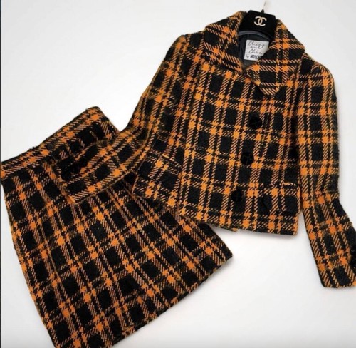Giacca gonna Moschino lana check set up taglia 9 donna vintage
