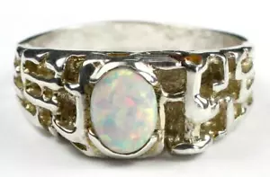 Anillo pepita de plata esterlina 925 para hombre, ópalo blanco creado, SR197 - Imagen 1 de 5