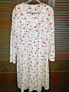 Women's Secret Treasures Velour White Red Cardinal Lace Trim Nightgown Sz 3X - Picture 1 of 4