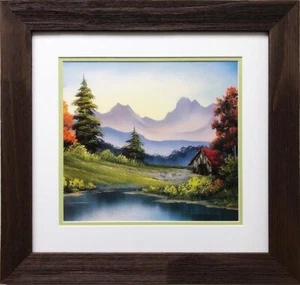 Bob Ross "Red Roof" Happy Trees CUSTOM FRAMED ART Nature Print - Picture 1 of 3