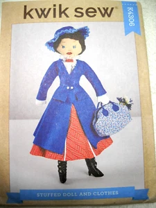 Muñeca Kwik Sew 4021 Mary Poppins and Clothes patrón de costura 17" - Imagen 1 de 2